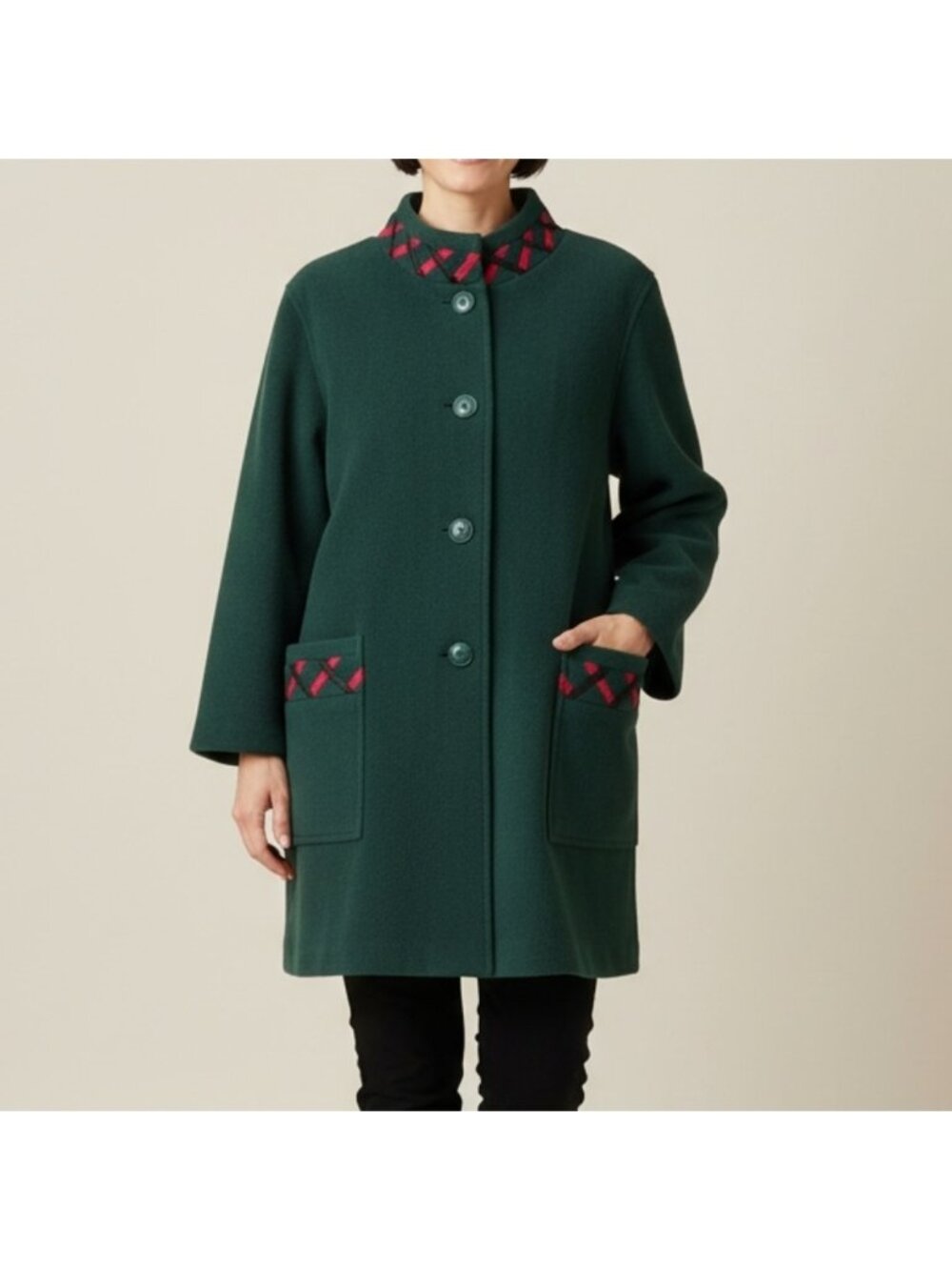 Vintage Weill Paris 1980s Green Winter Jacket Coat Womens Size Large Classic